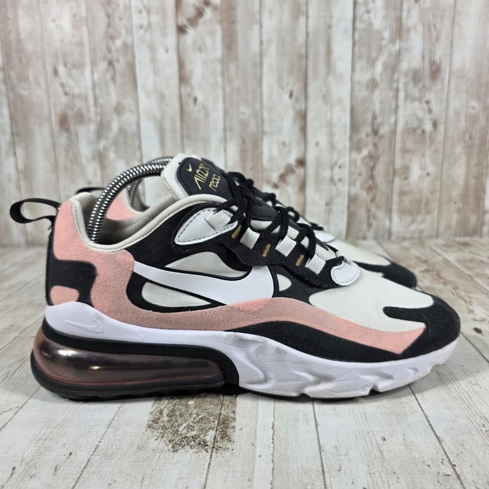 Nike Air Max 270 React Womens White Black Bleached Coral AT6174-005‎ Sneaker 8.5